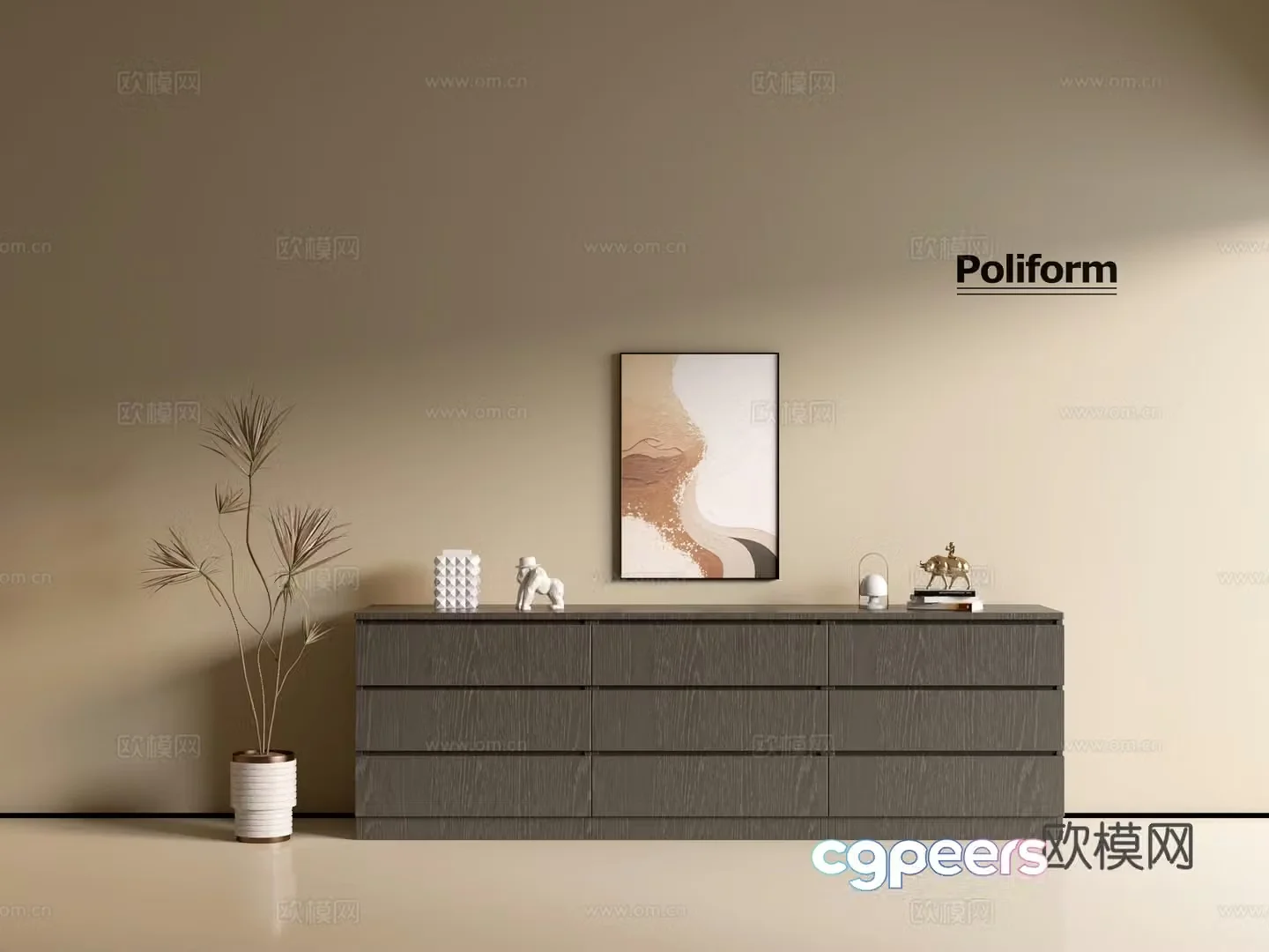 Modern black wood grain cabinet ins wind minimalist wind cabinet whole cabinet sideboard balcony cabinet 3d model