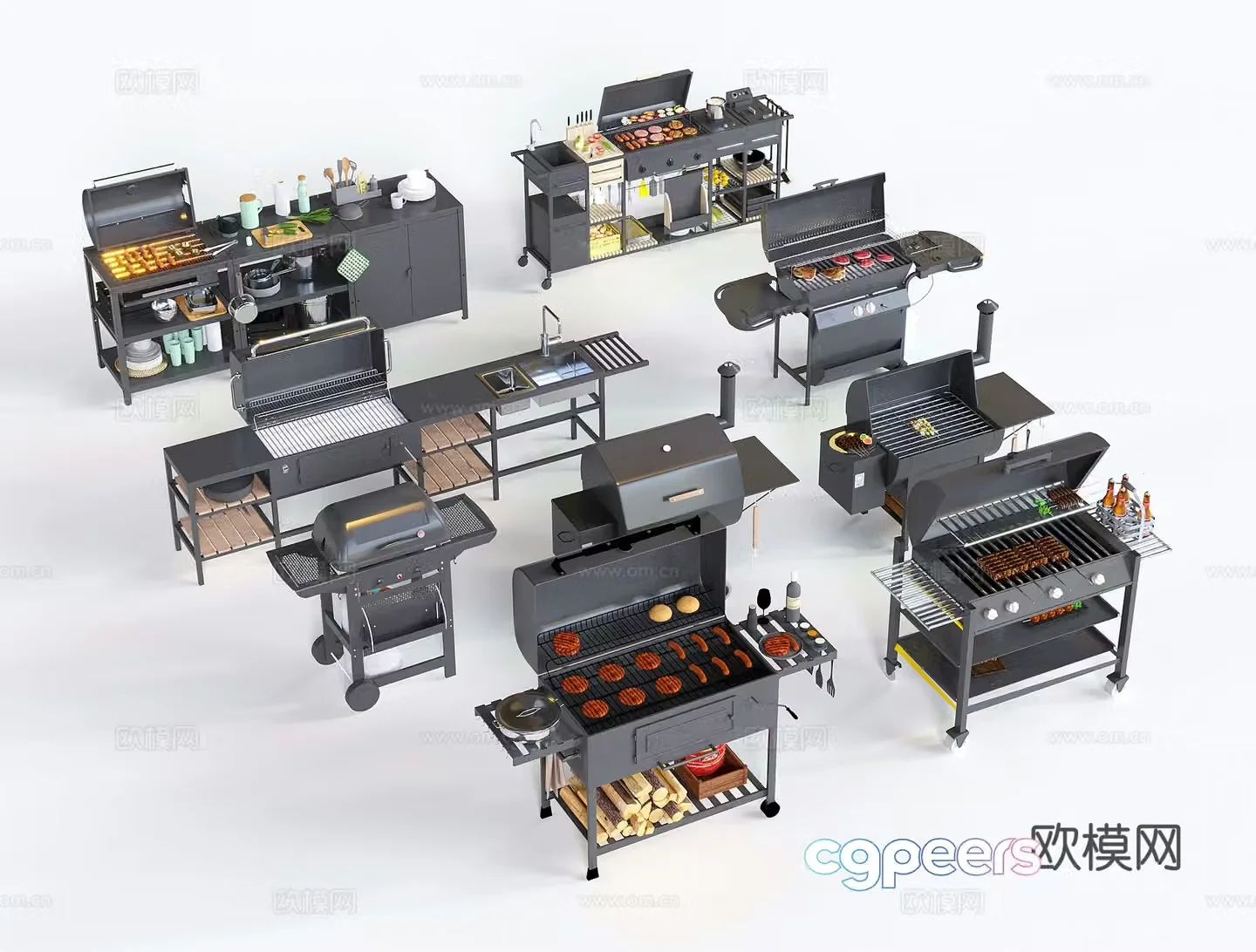 Outdoor barbecue grill barbecue grill 3d model