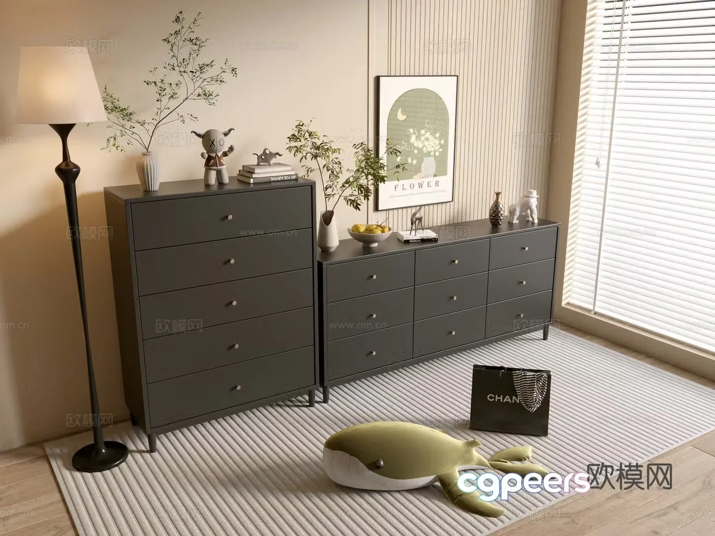 Modern black porch cabinet sideboard cabinet balcony cabinet storage cabinet entrance porch cabinet 3D model