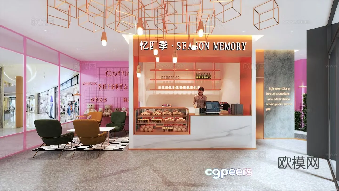 Modern coffee shop 3d model