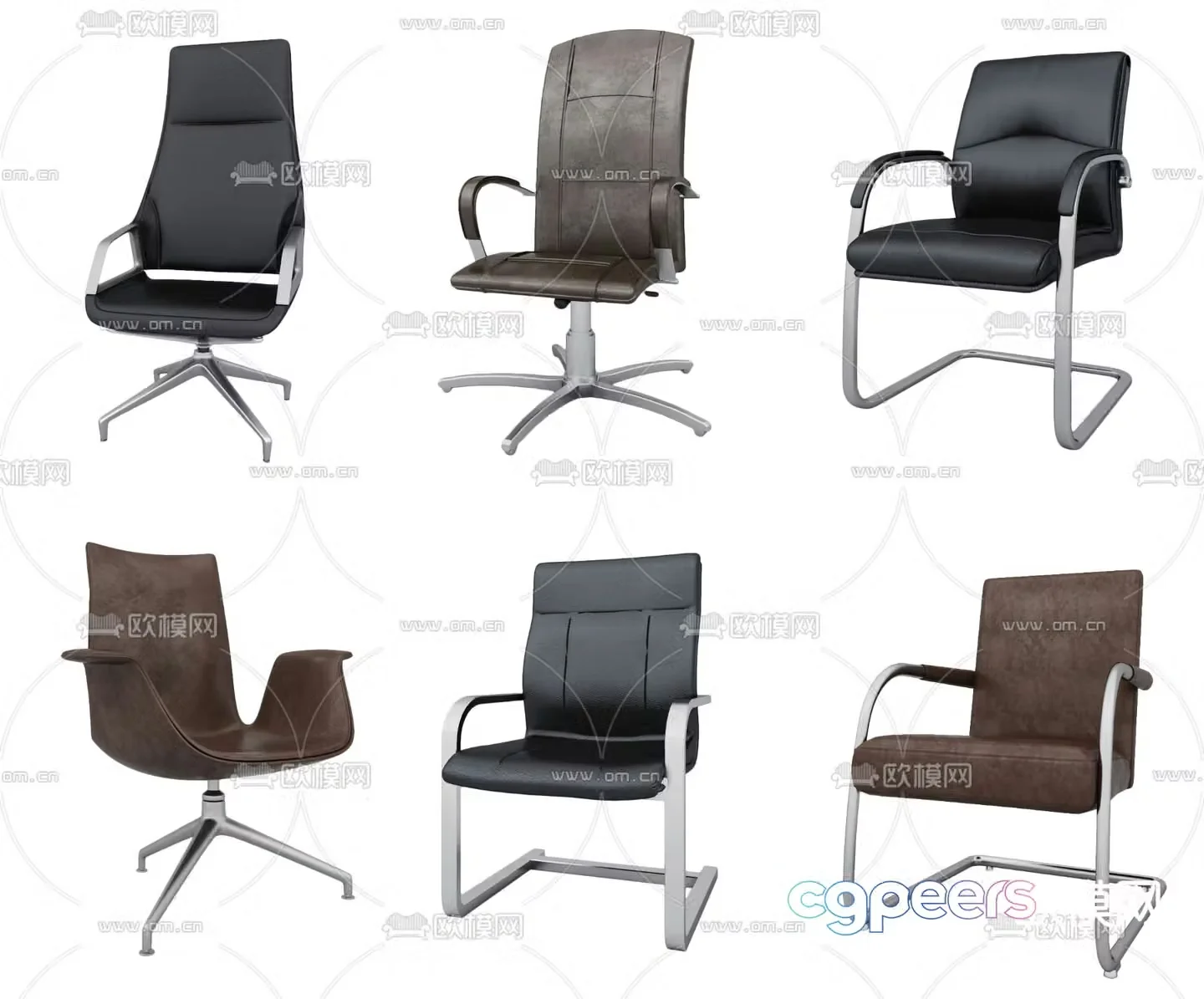 Leather office chair shift chair staff chair boss chair 3d model