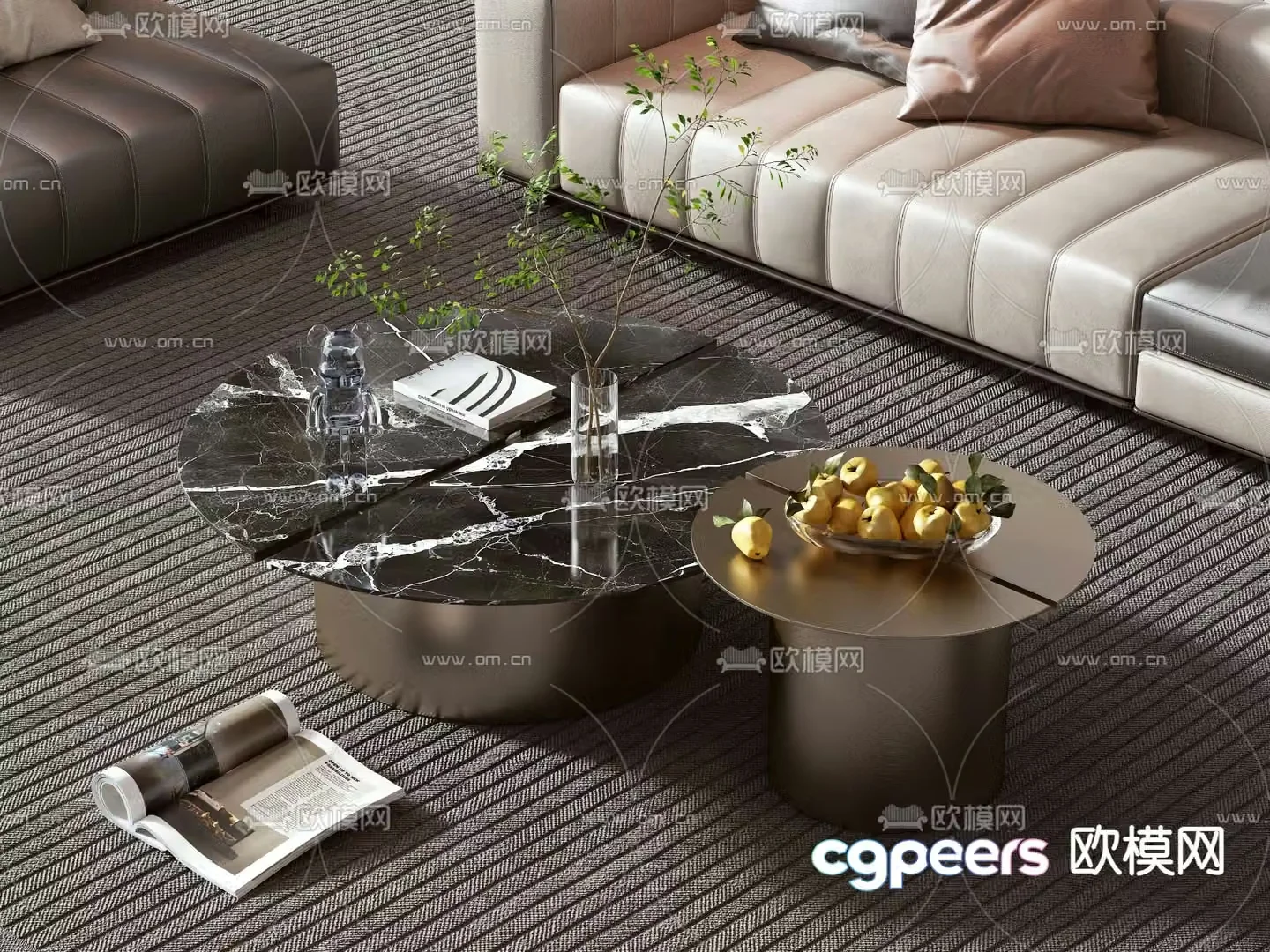 Light luxury coffee table mother-in-law coffee table 3d model