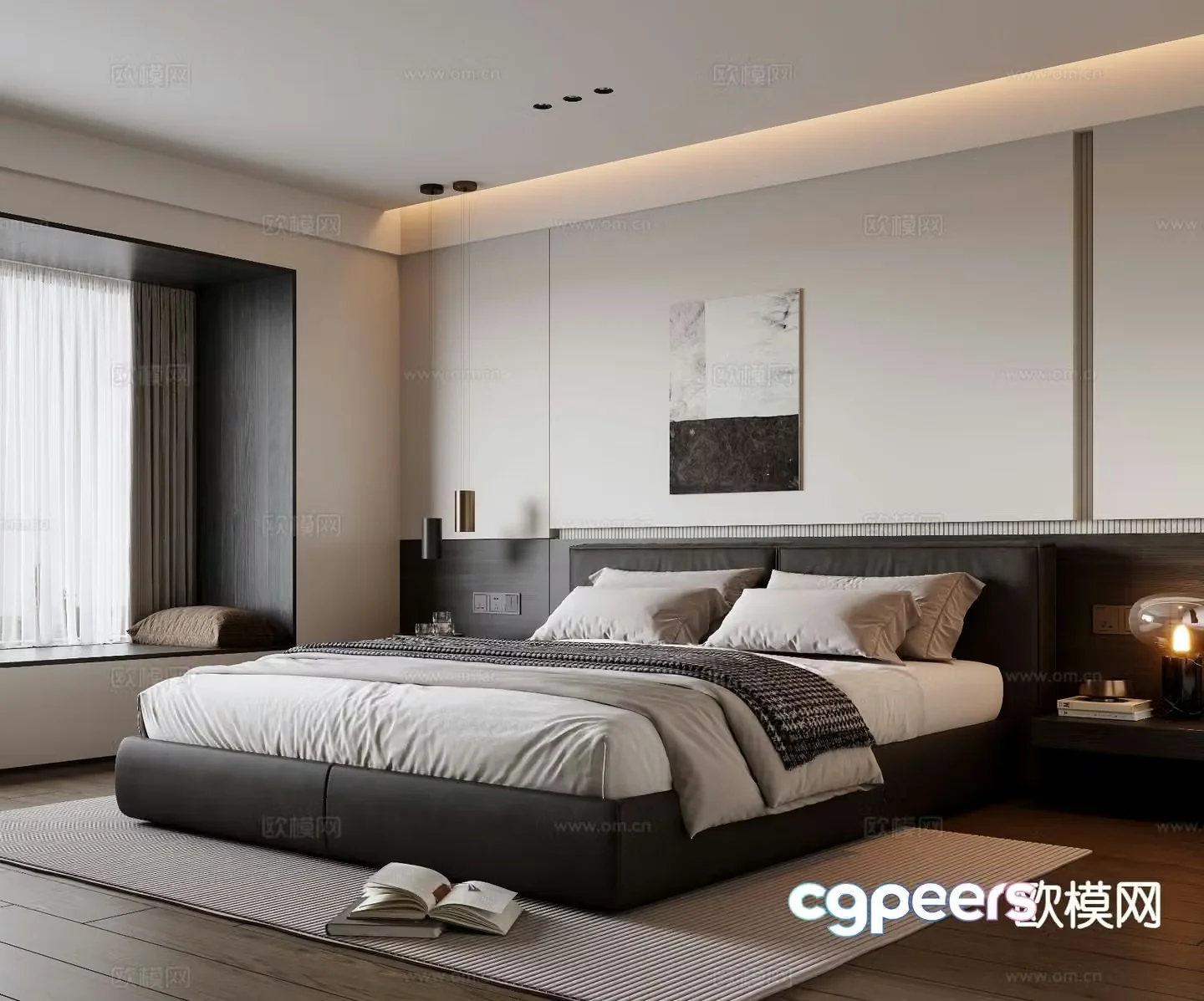 Italian double bed 3d model