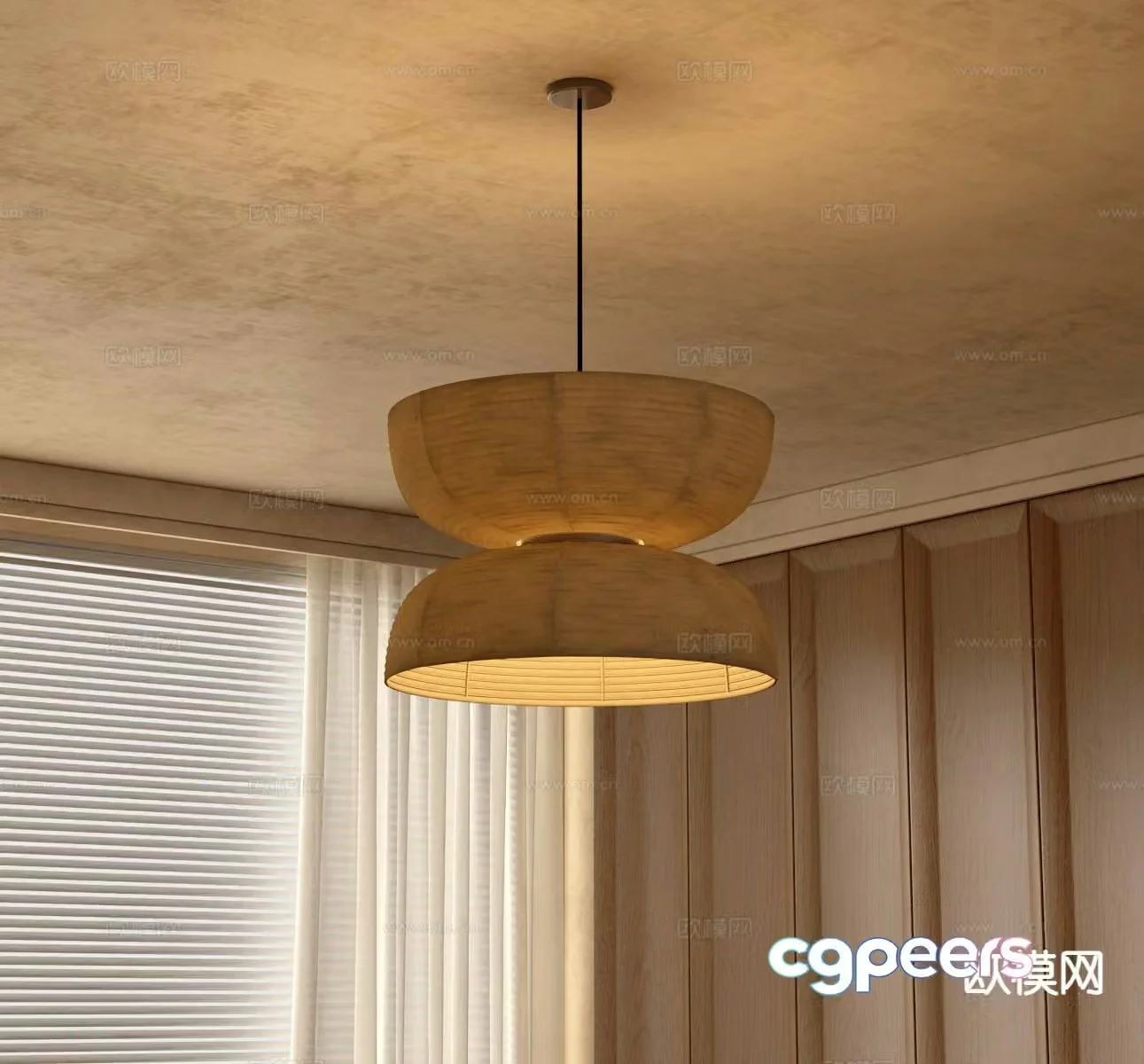 Wabi-sabi chandelier restaurant chandelier 3d model