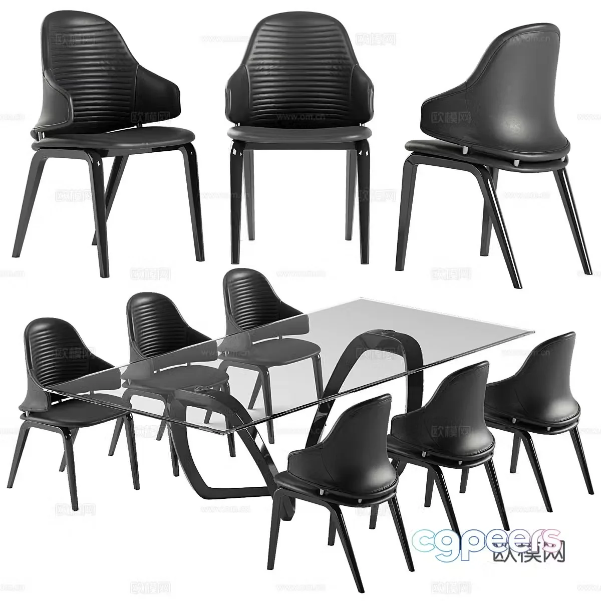 Modern Italian dining table and chair 3d model