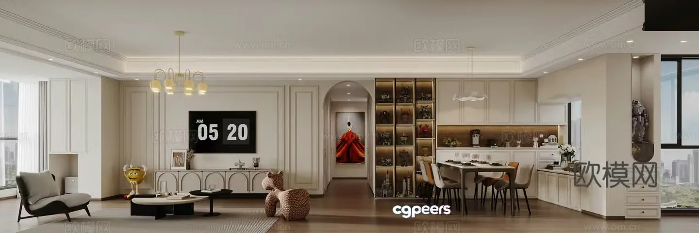 Medium creamy style restaurant 3d model