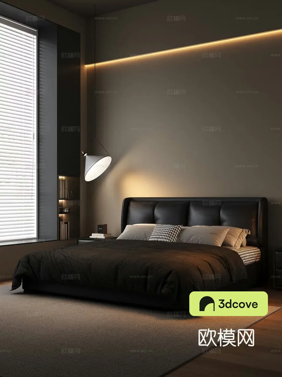 Italian minimalist bedroom double bed