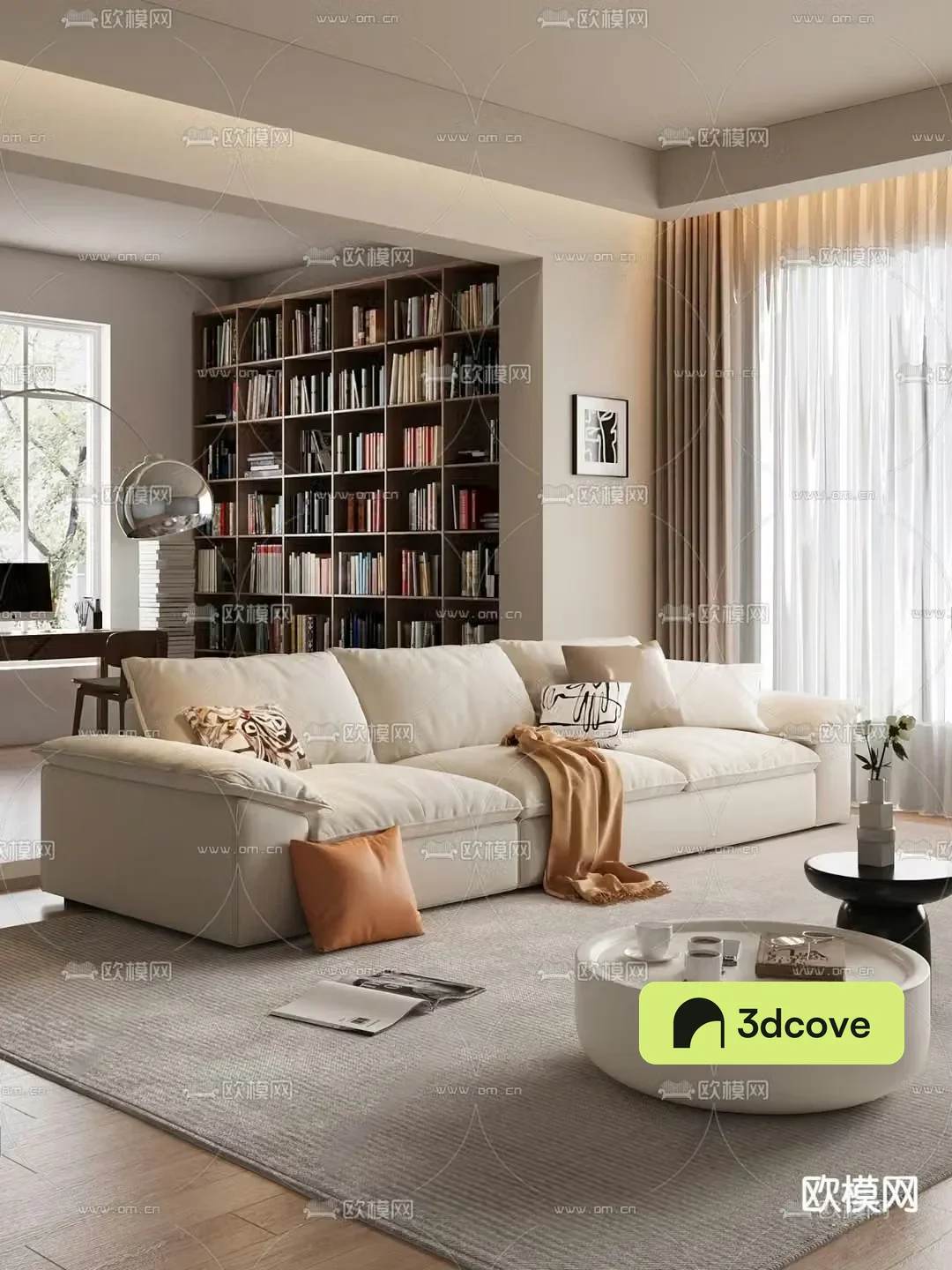 Cream style sofa three person sofa