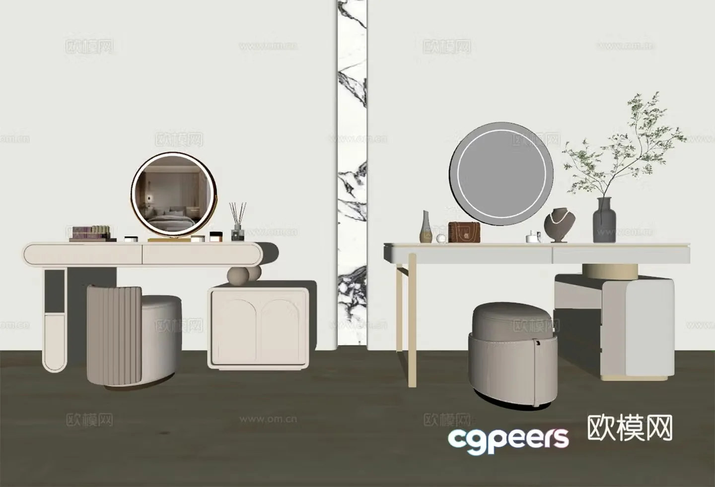 Modern light luxury dressing table 3D model
