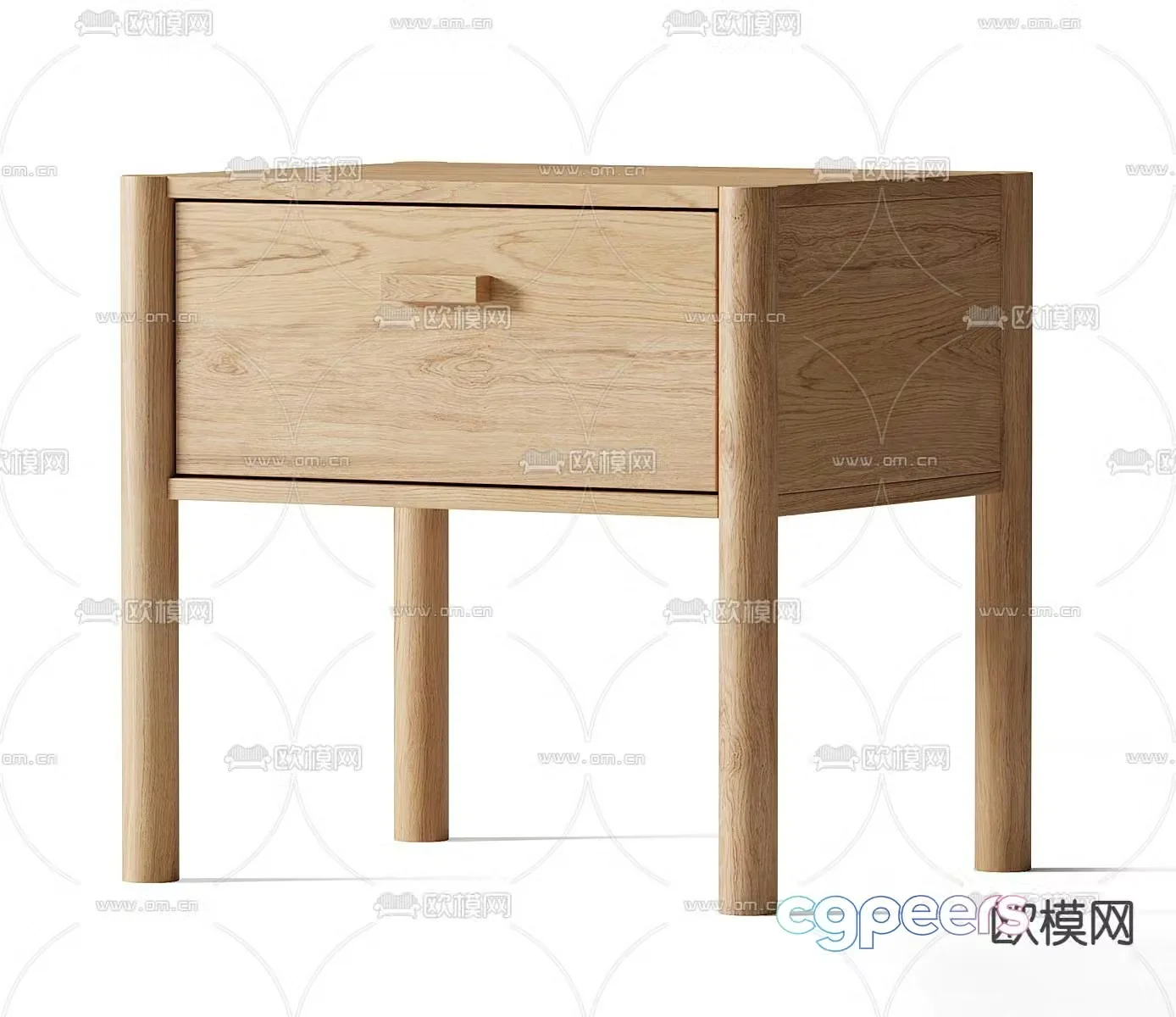 Axel oak bedside table 3d model