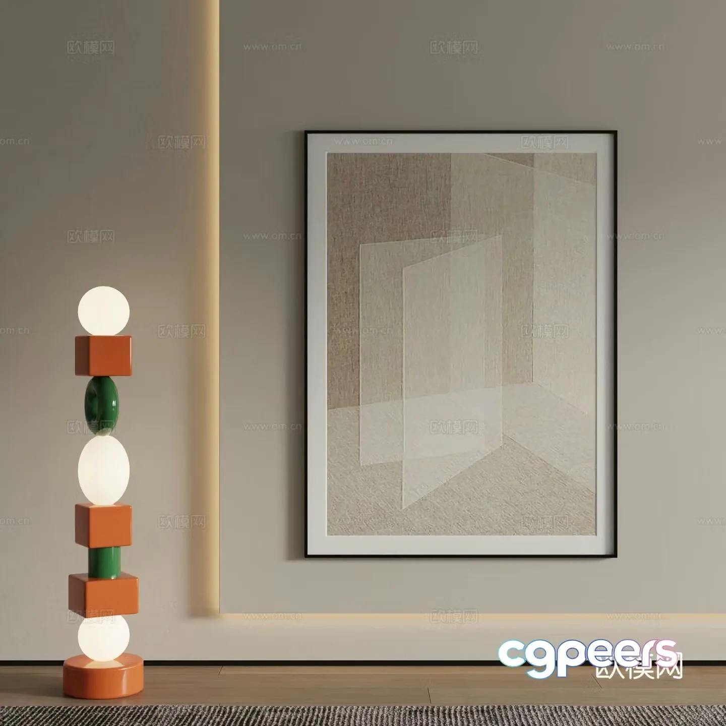 Modern decorative painting Abstract painting 3d model