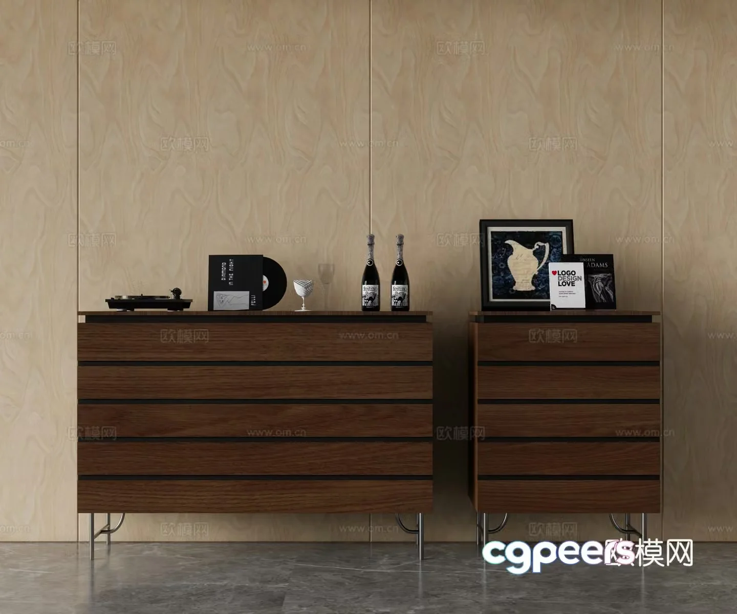 Modern chest of drawers side cabinet entrance cabinet 3D model