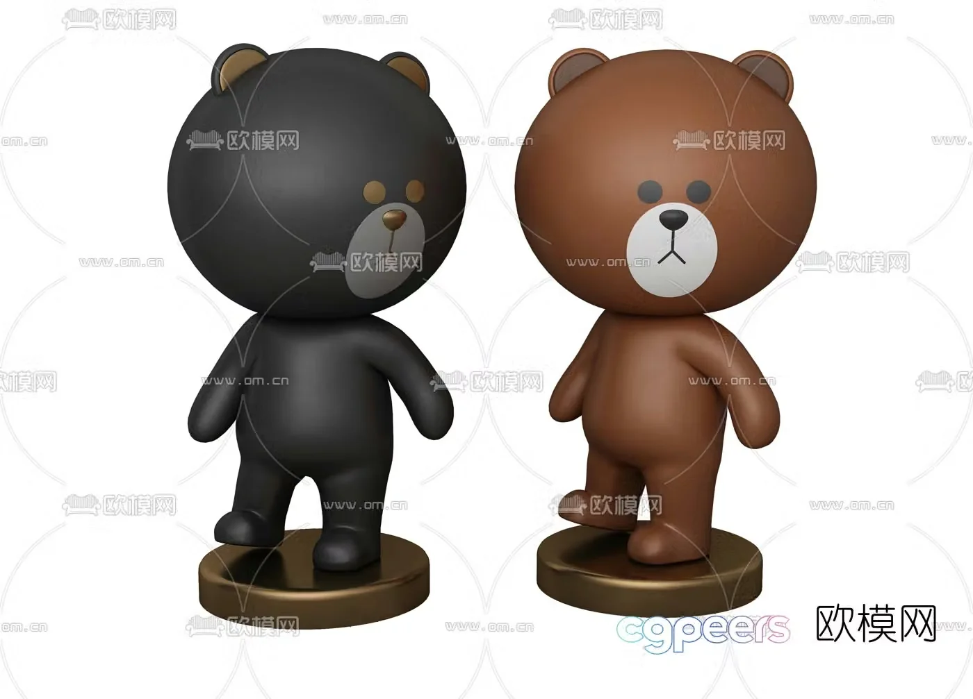 Modern brown bear cartoon doll toy 3d model