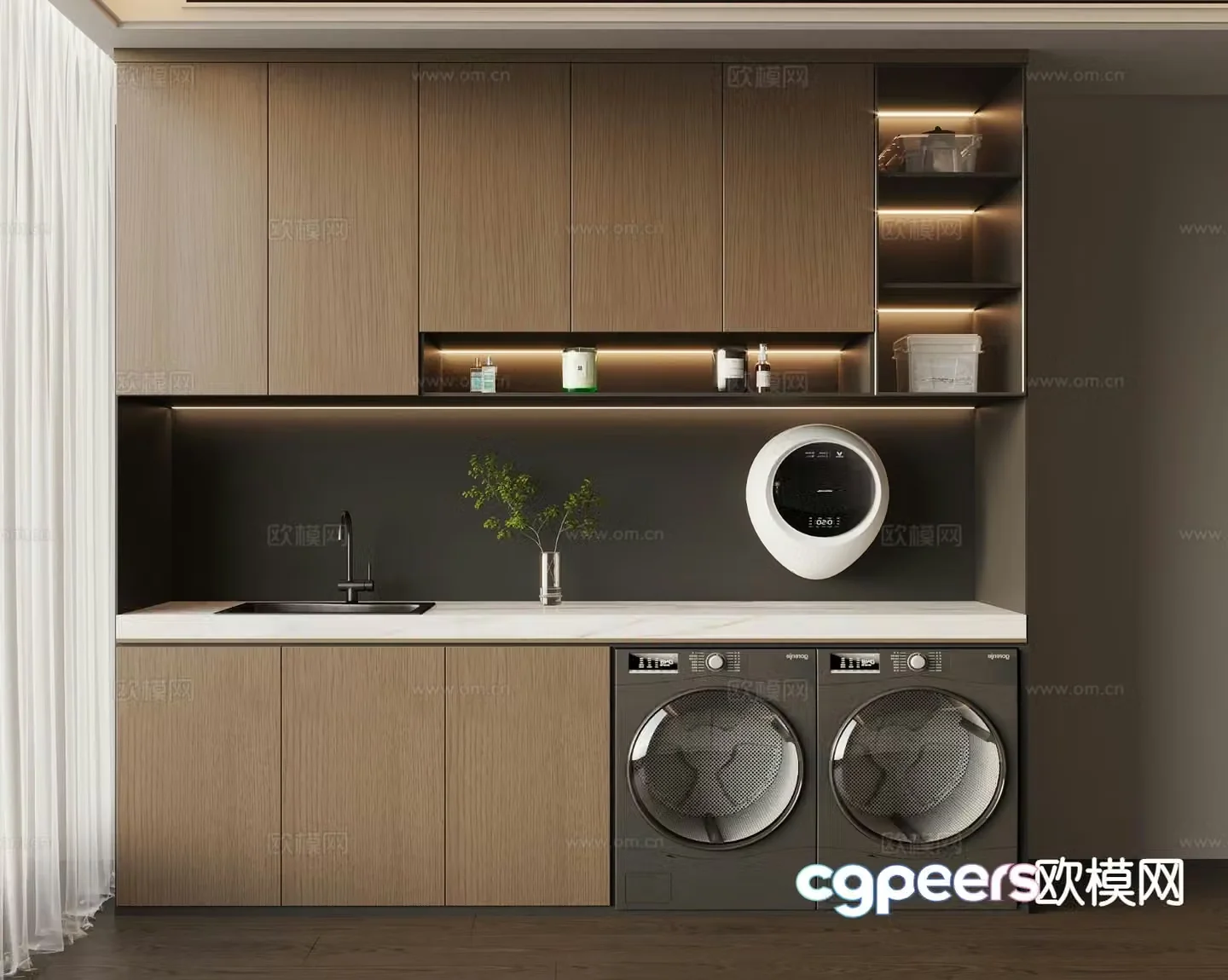Italian balcony cabinet washing machine cabinet 3d model