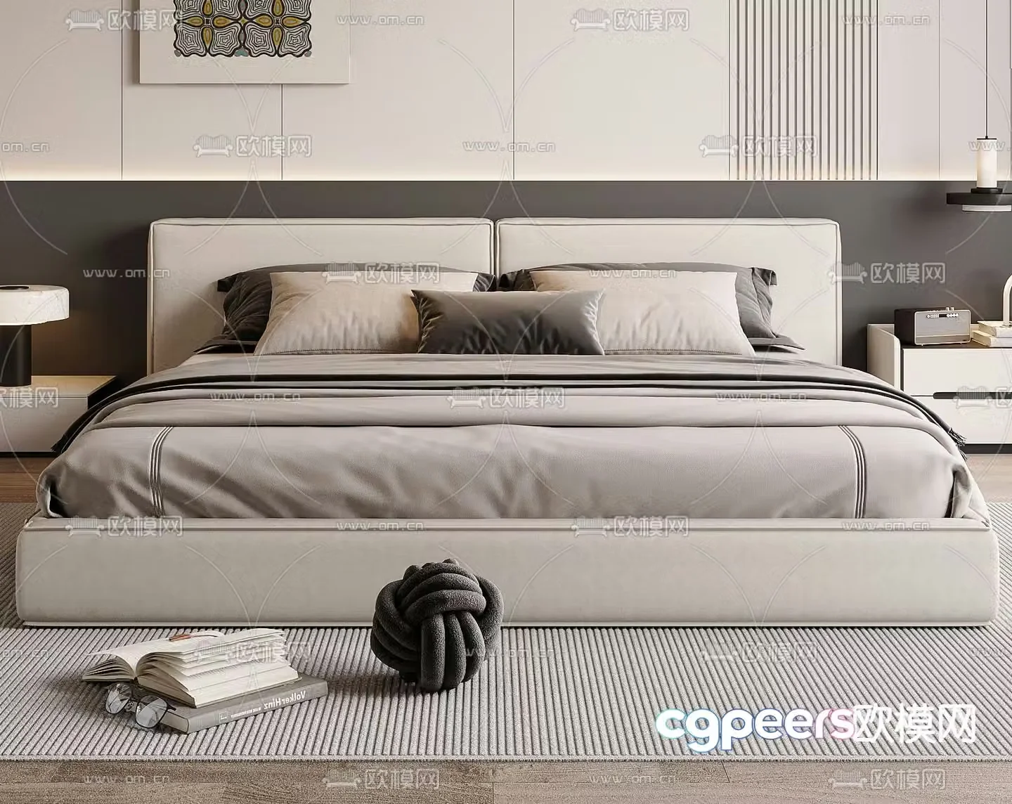 Modern double bed 3d model