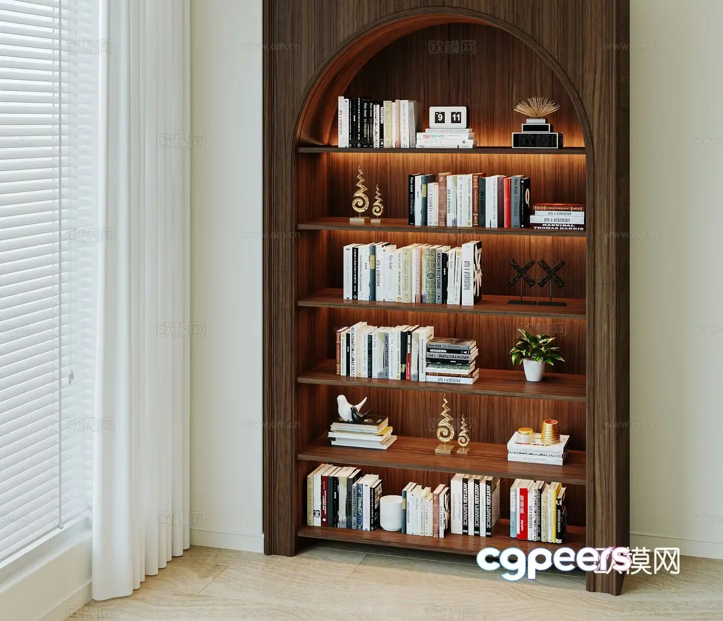 New Chinese style cabinet bookcase storage cabinet bookcase bookcase ornament 3D model
