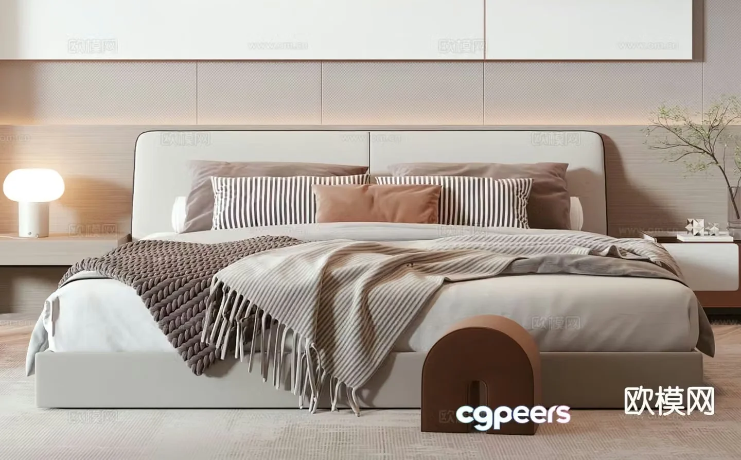 Modern double bed 3d model