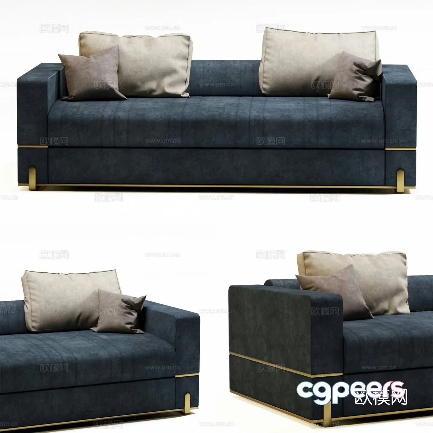 Italian fabric sofa double sofa 3d model