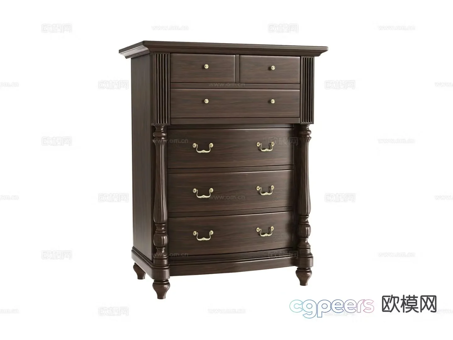 American style chest of drawers side cabinet 3d model