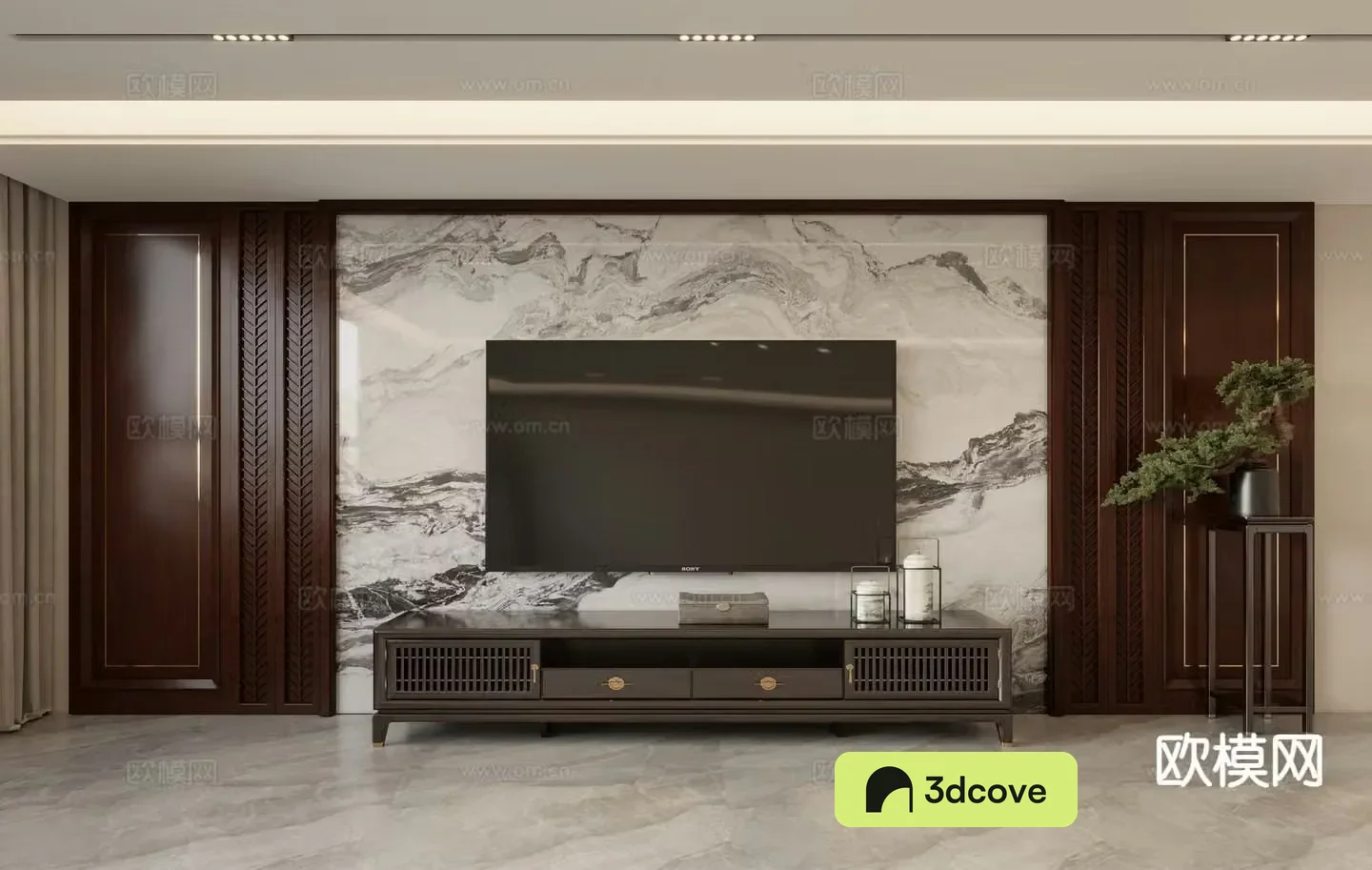 New Chinese style background wall TV background
