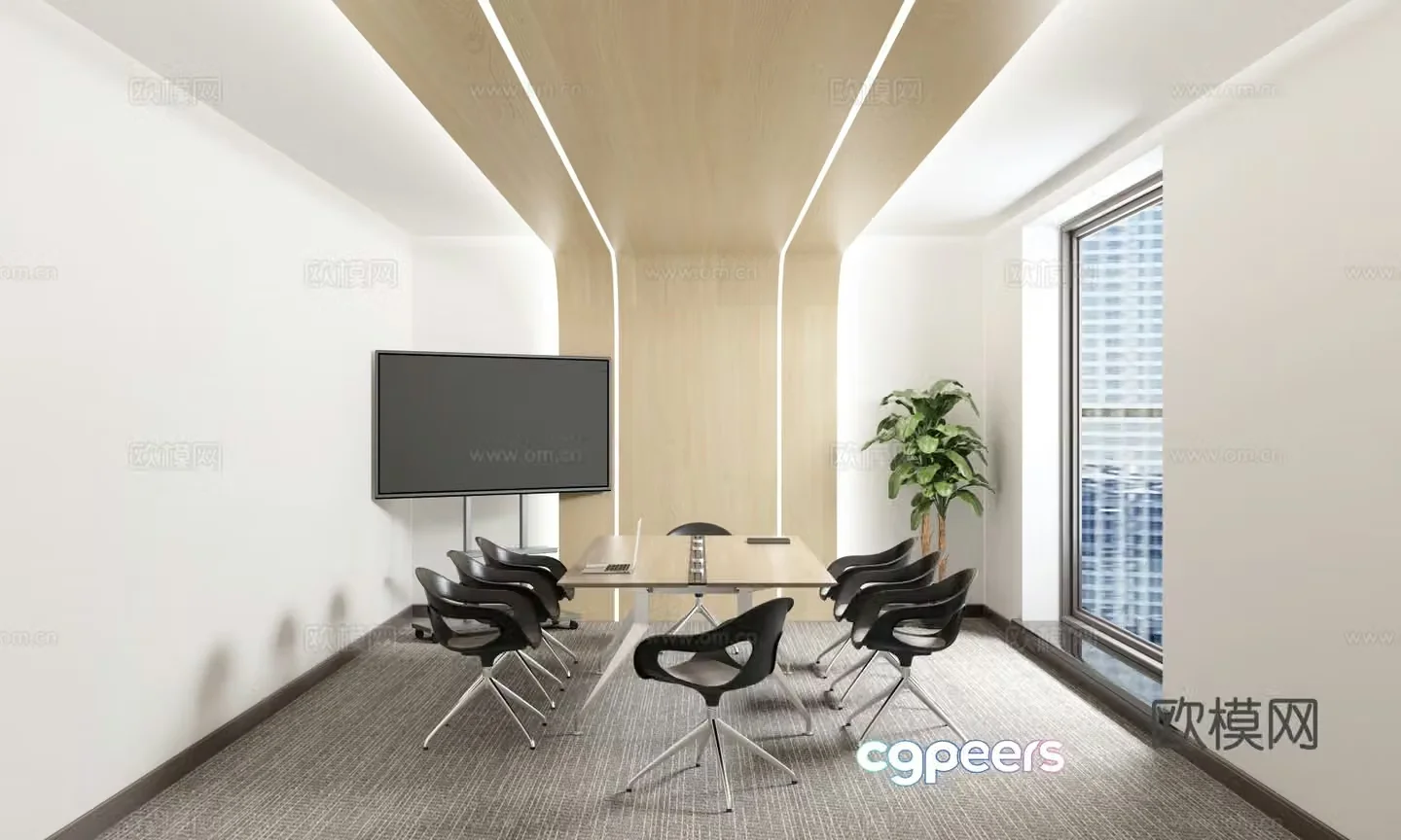 Modern negotiation room conference room 3d model
