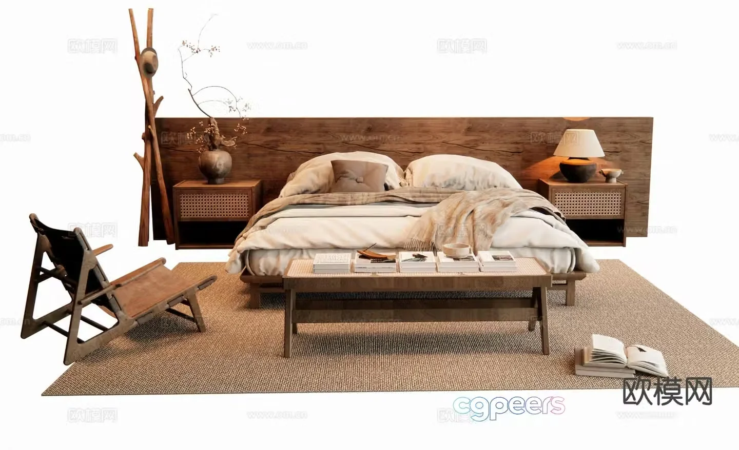 Medieval style double bed 3d model