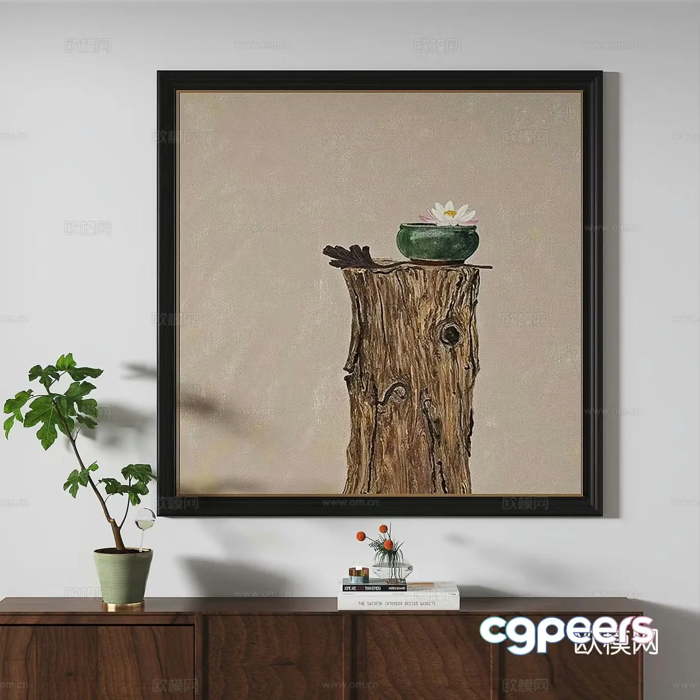 European French classical retro light luxury abstract simple decorative painting 3d model
