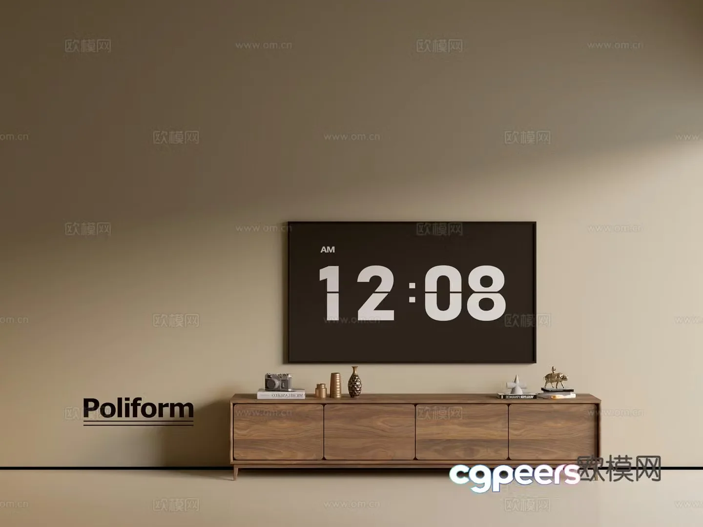 Modern wood grain TV cabinet simple side cabinet chest of drawers low cabinet whole cabinet side cabinet balcony 3D model