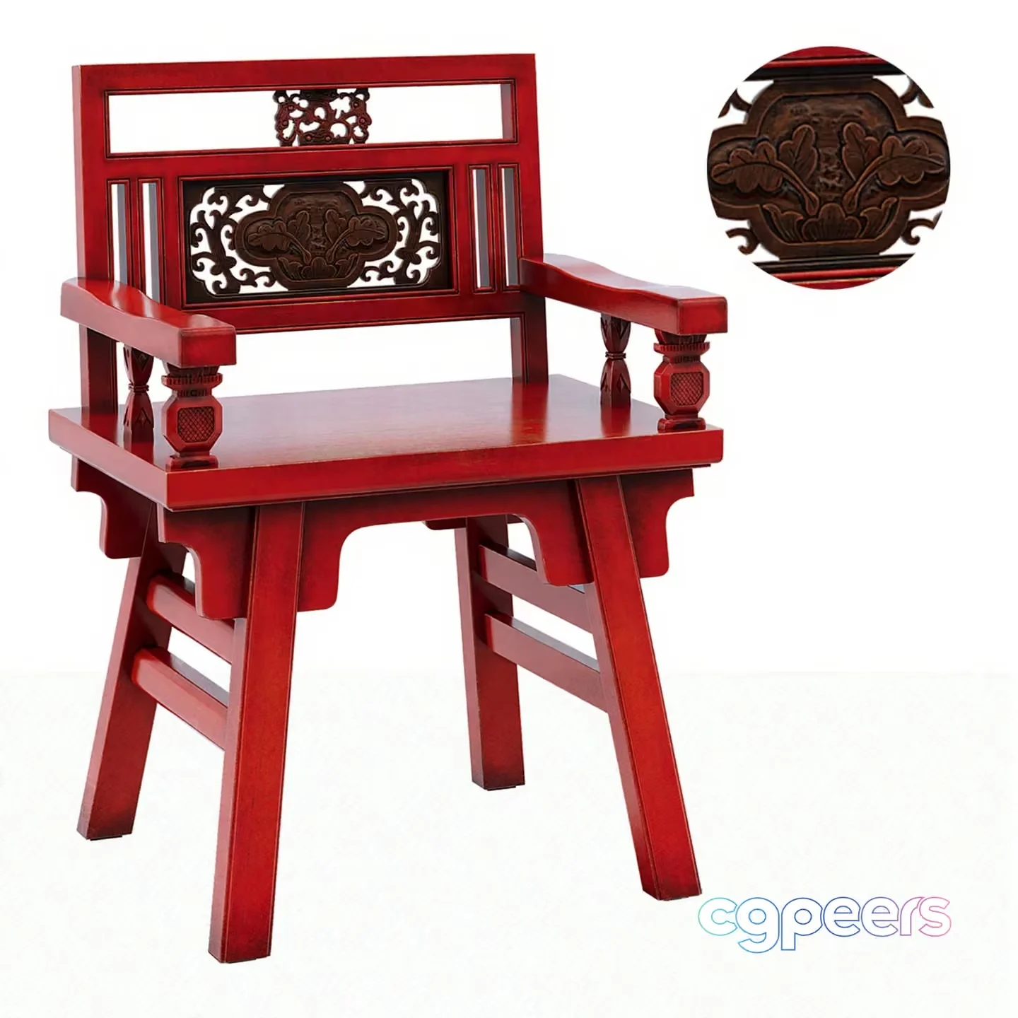 Wooden Asian-Style Chair 3D Model – 11315 – CORONA Render