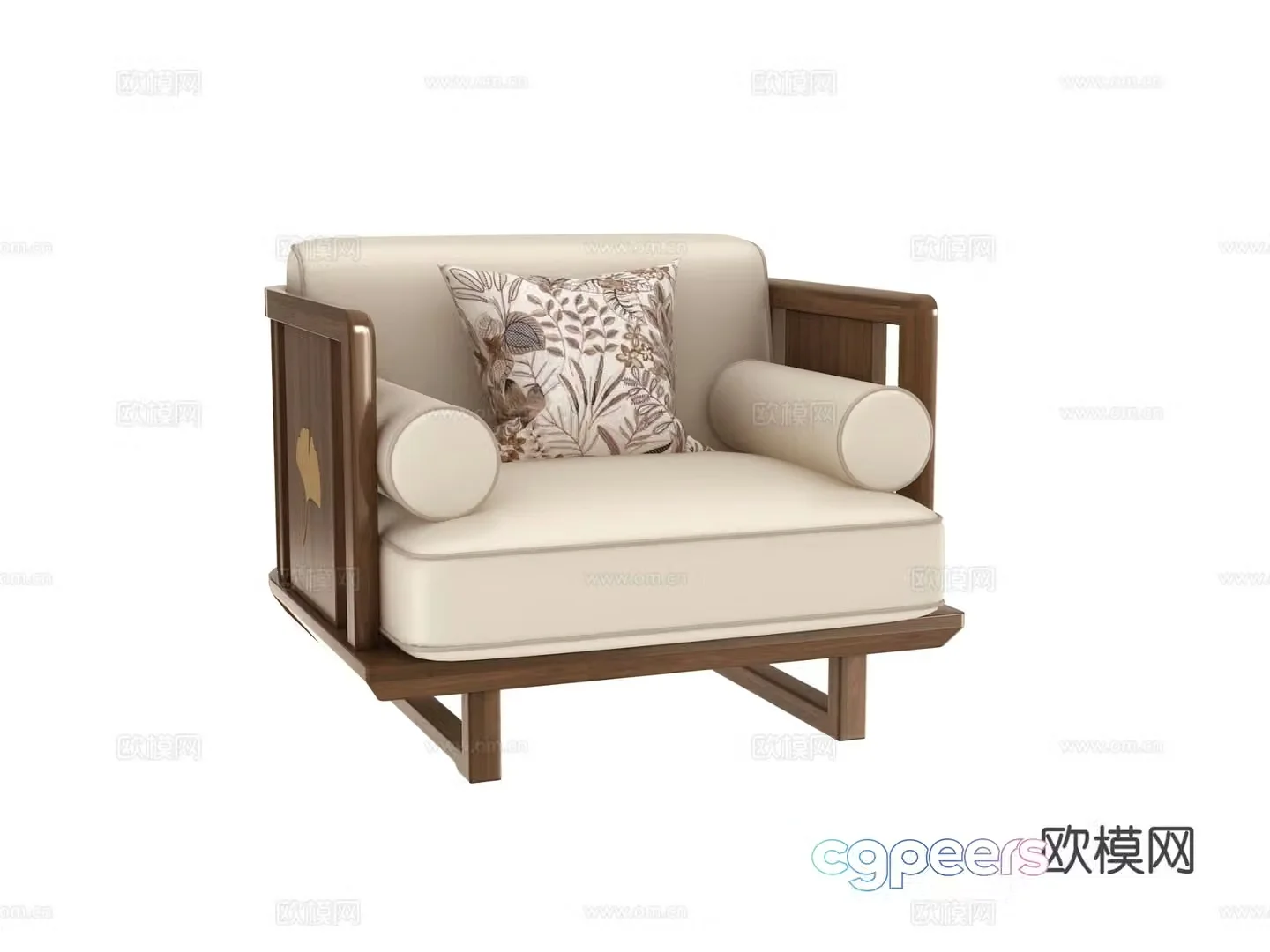 New Chinese style single sofa 3d model