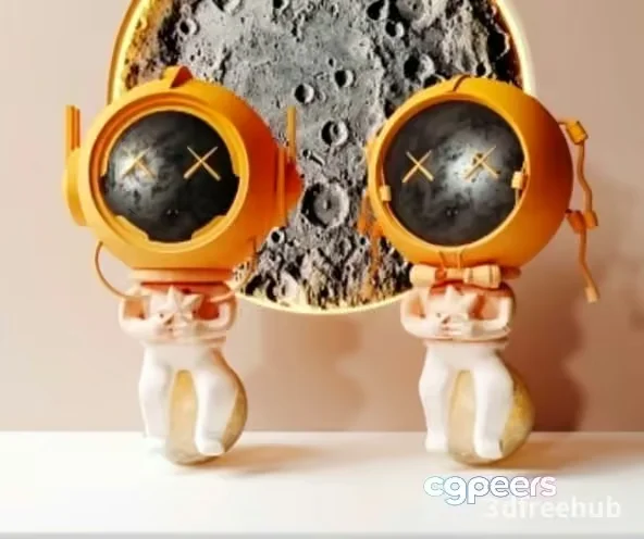 Two Astronaut Figurines 3D Model – 19647 – VRAY Render