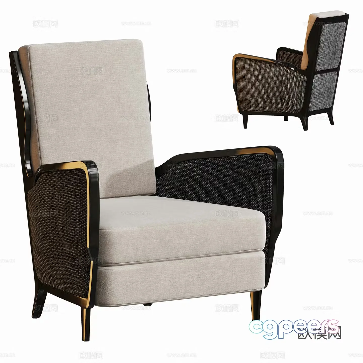 Modern casual high-back chair 3d model