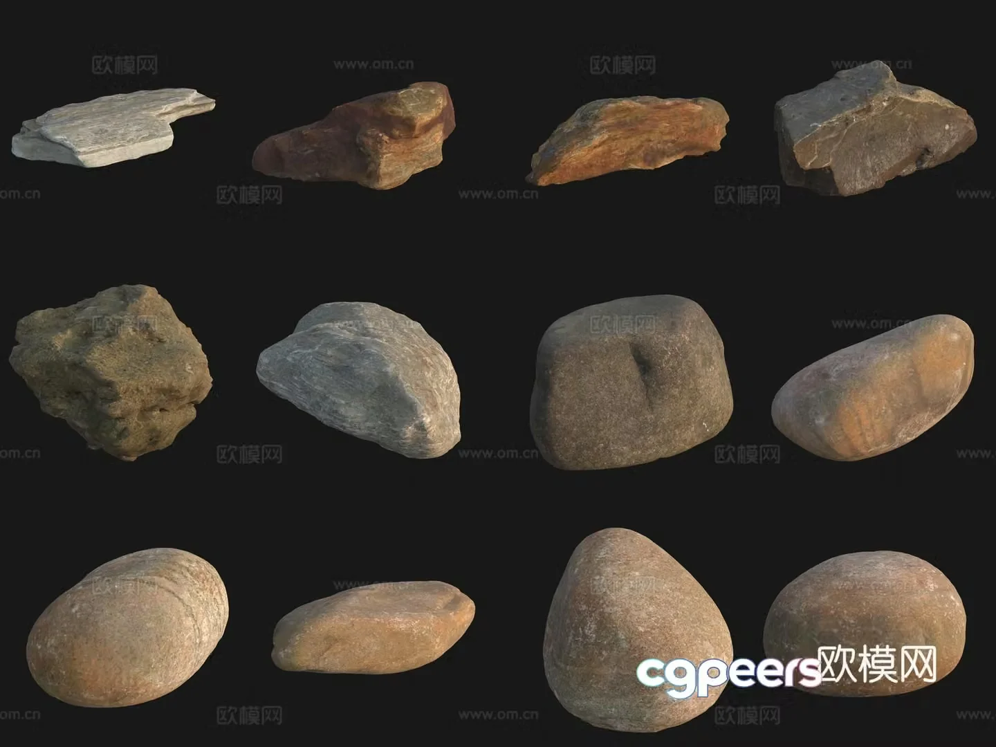 Rock big stone big stone pebbles 3d model