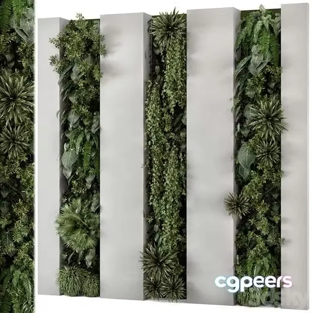 3ds Max Free – Indoor Wall Vertical Garden in Concrete Base – Set 930