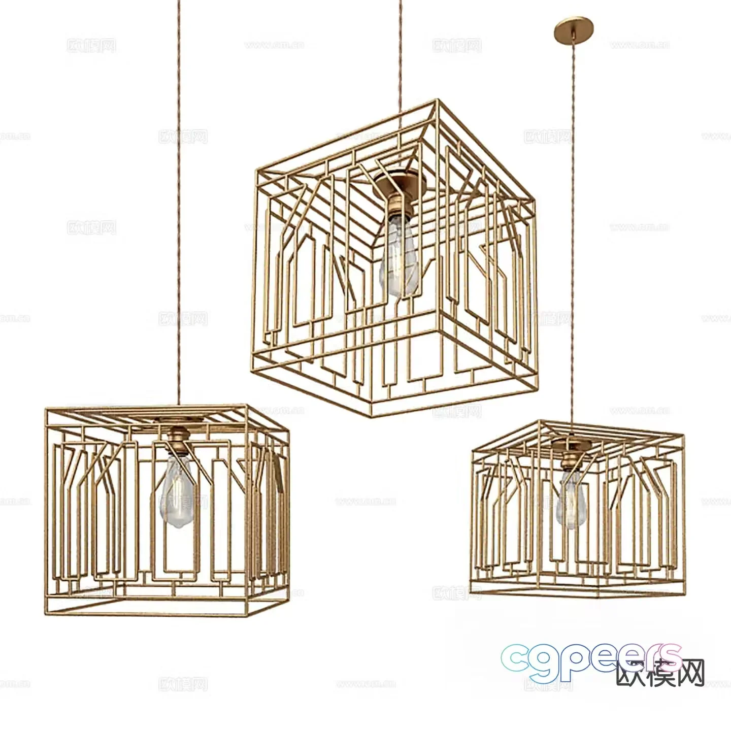 Light luxury chandelier hollow chandelier 3d model