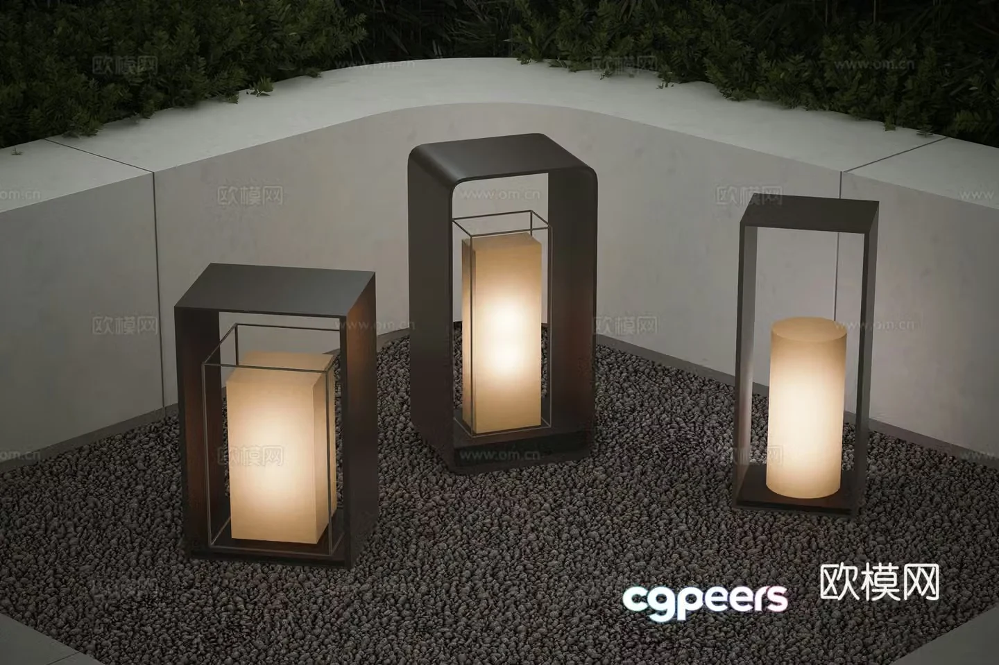 Modern courtyard lights Landscape lights Lamps Lawn lights Outdoor light combination Camping lights 3D model