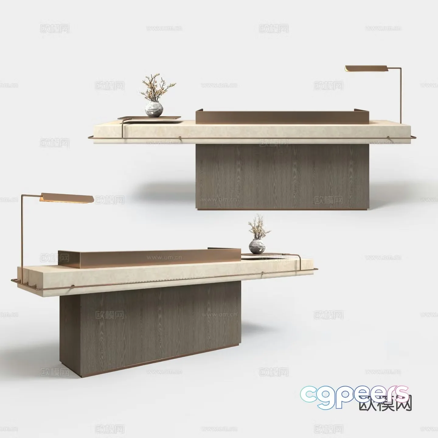 Modern front desk reception desk service desk 3d model