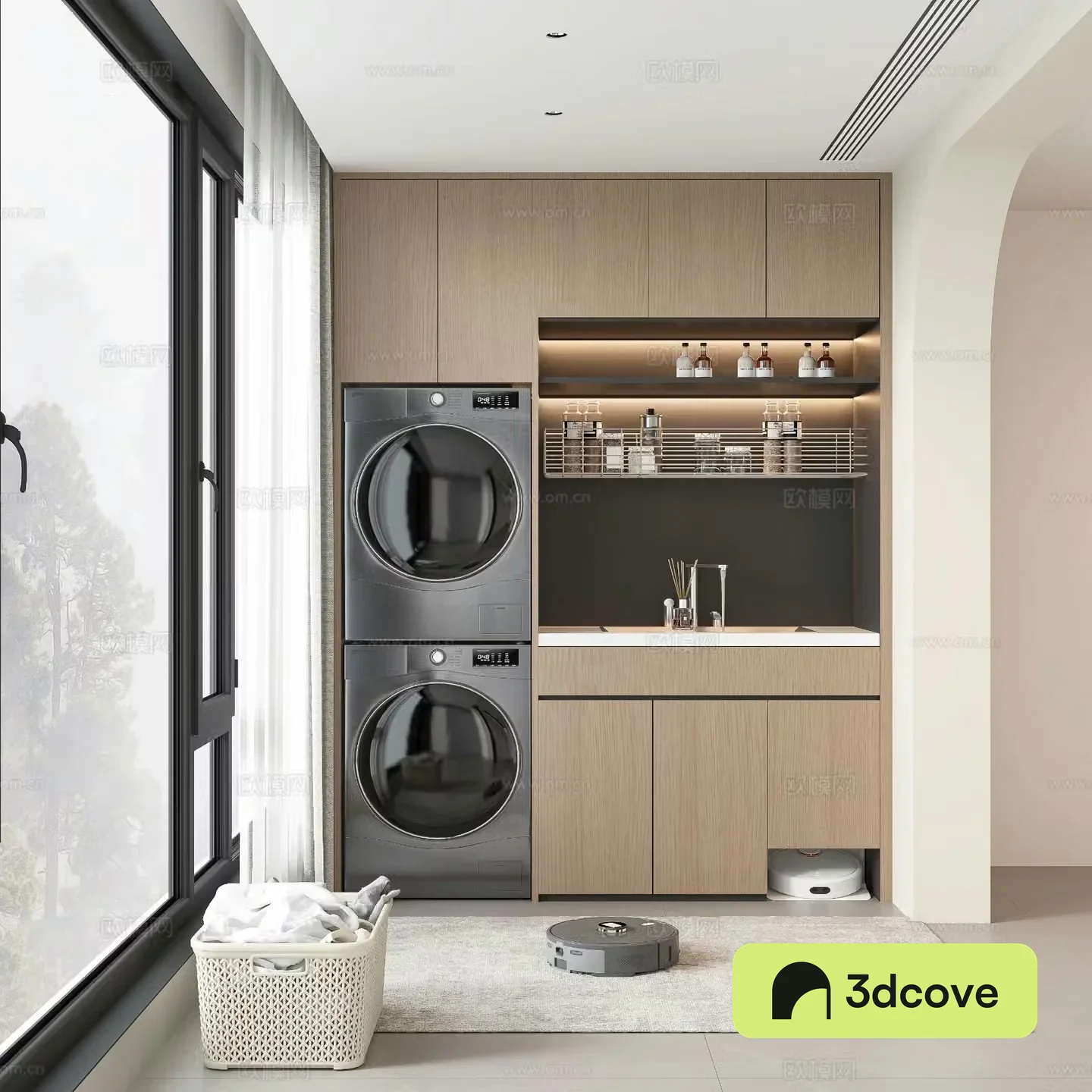 Modern balcony cabinet washing machine cabinet