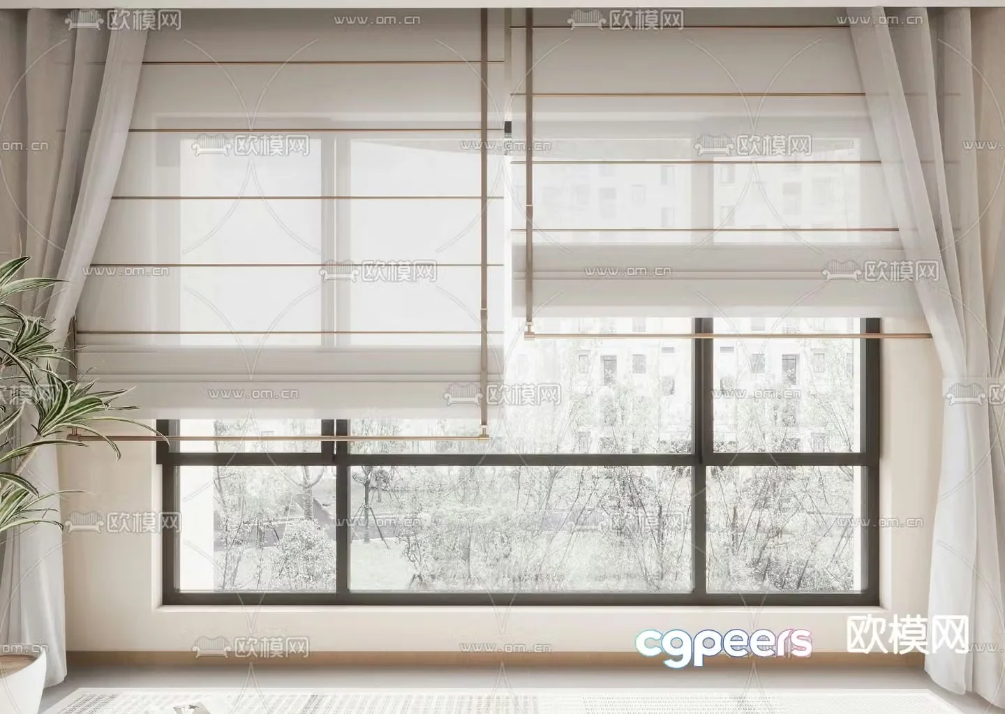 Blackout blinds Roller blinds Roman blinds 3D model