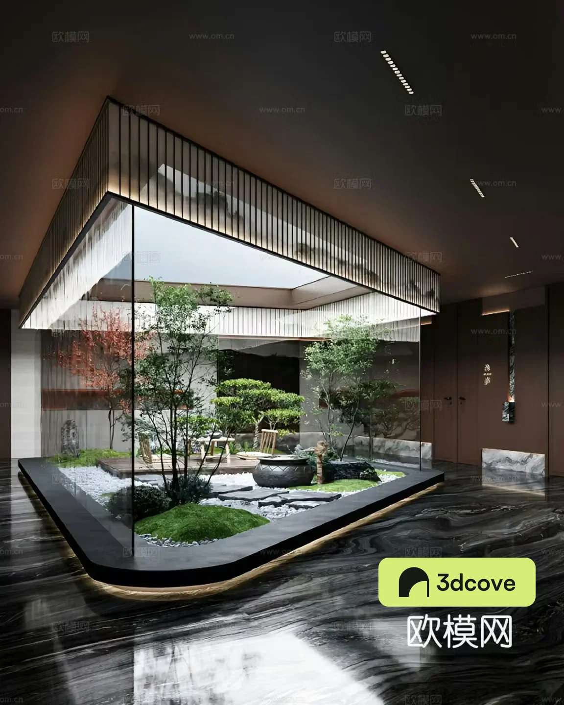 New Chinese-style Chinese-style commercial landscape Atrium landscape Indoor landscape Small flat