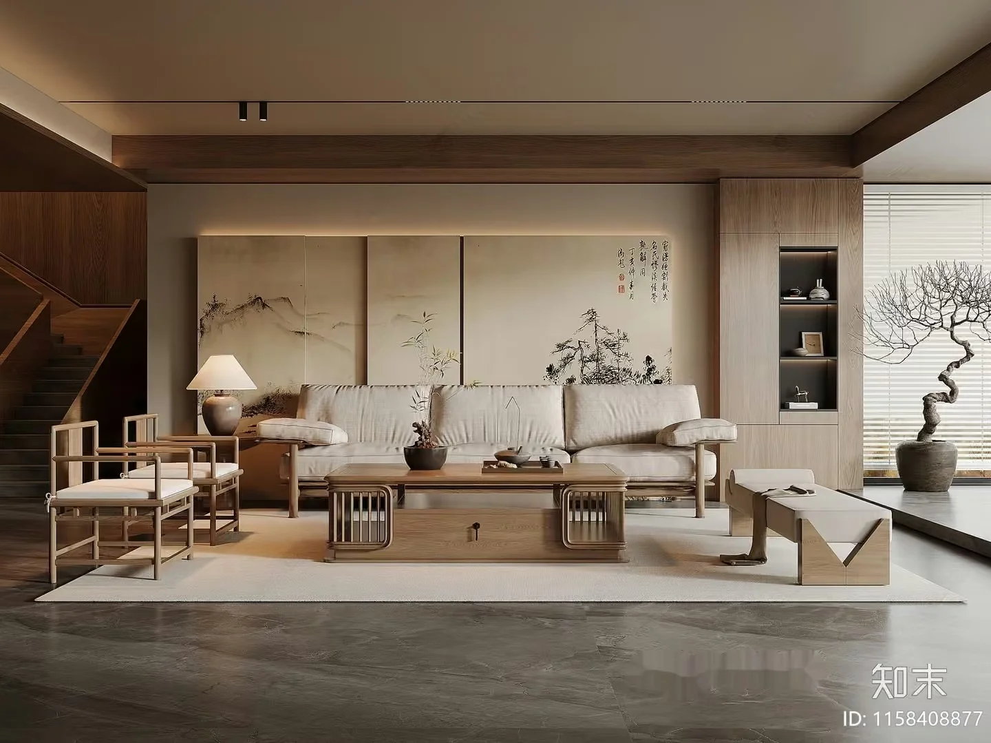 Modern Living Room 3D Model – 5457 – VRAY Render
