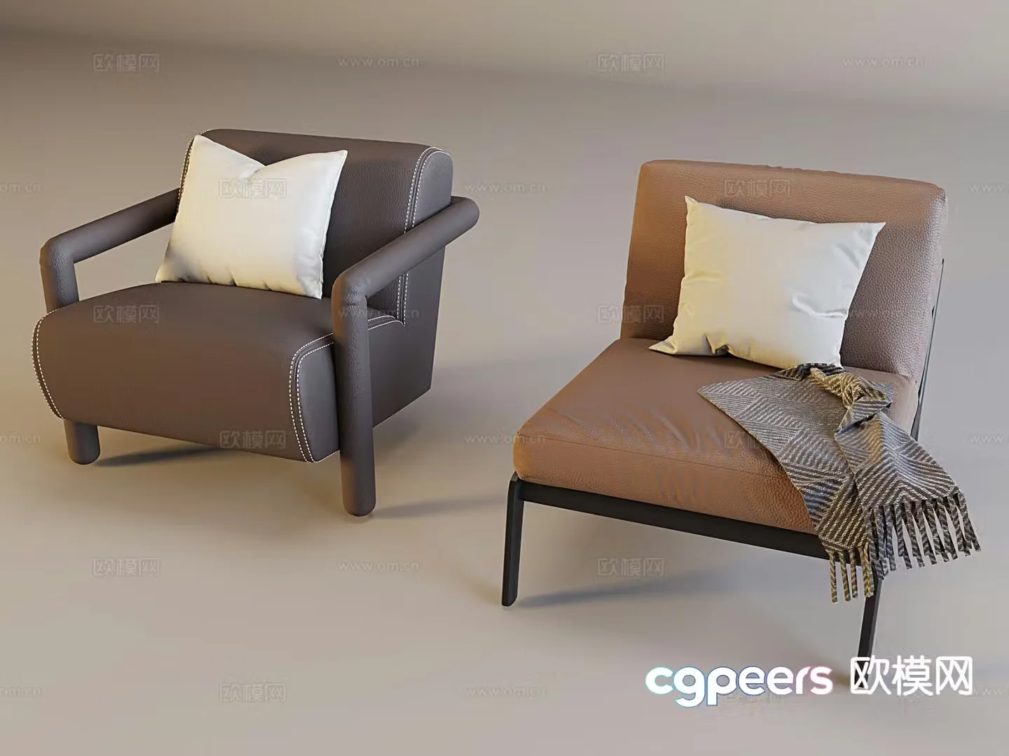 Nordic style single sofa 3d model