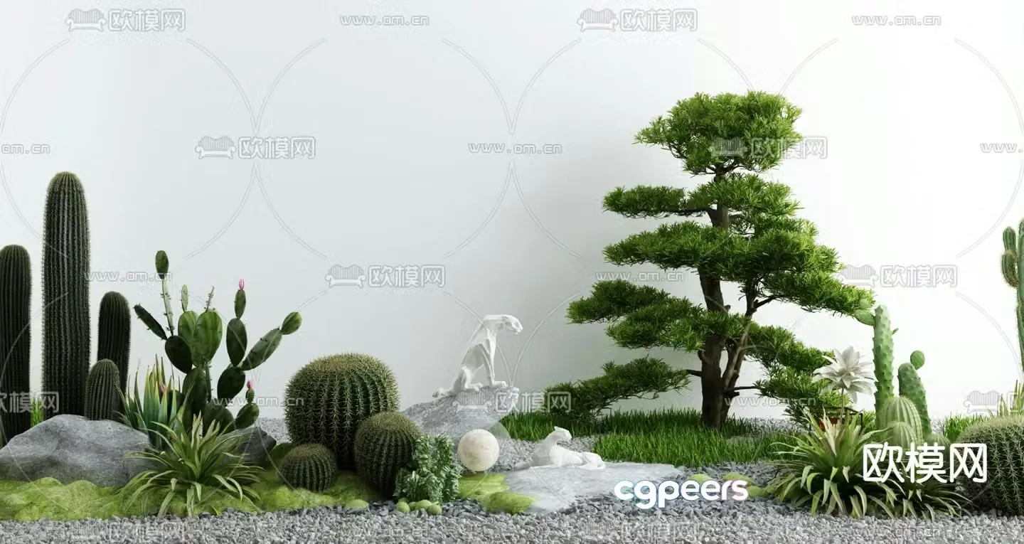 Courtyard landscape sketch 3D model