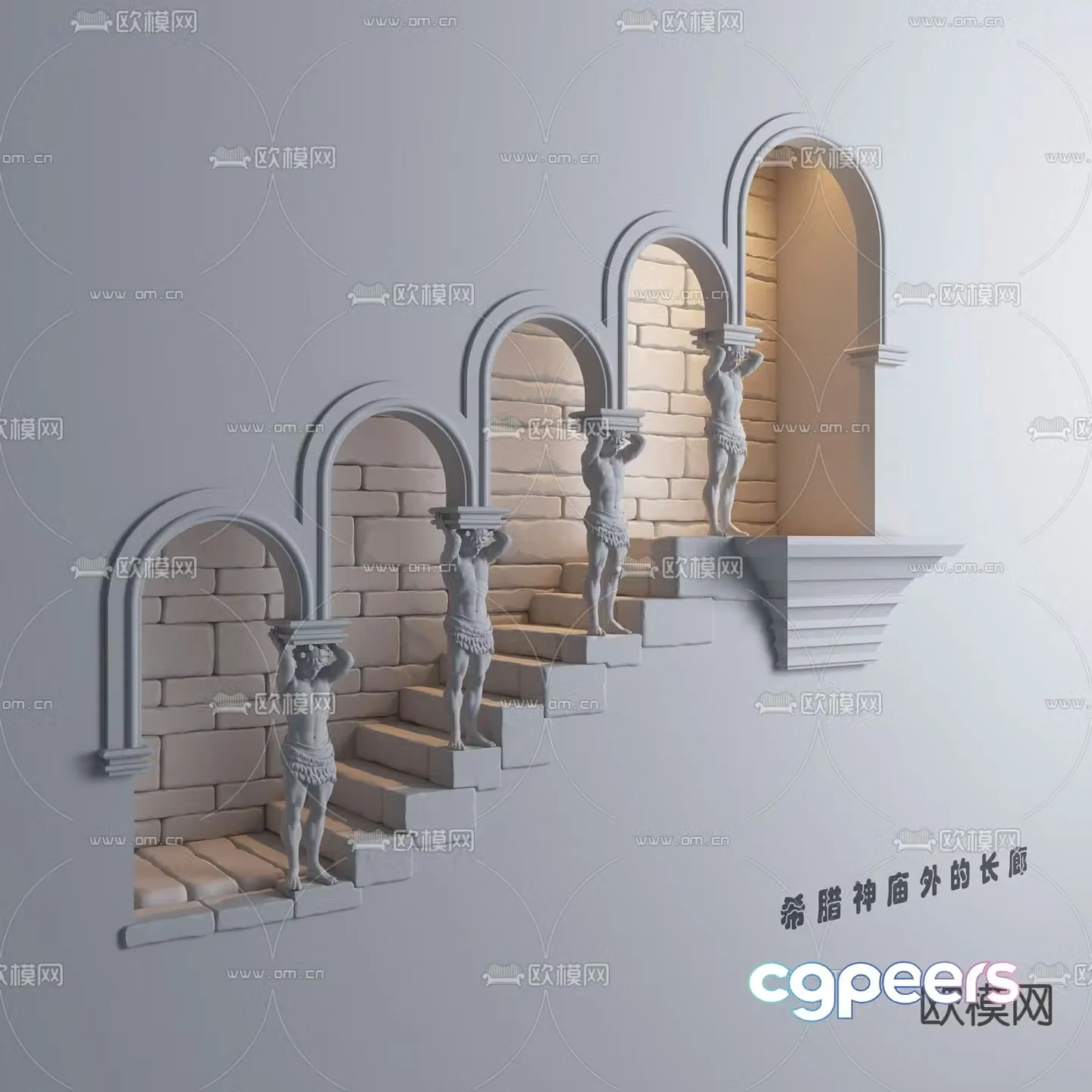 Greek temple outer corridor 3D model
