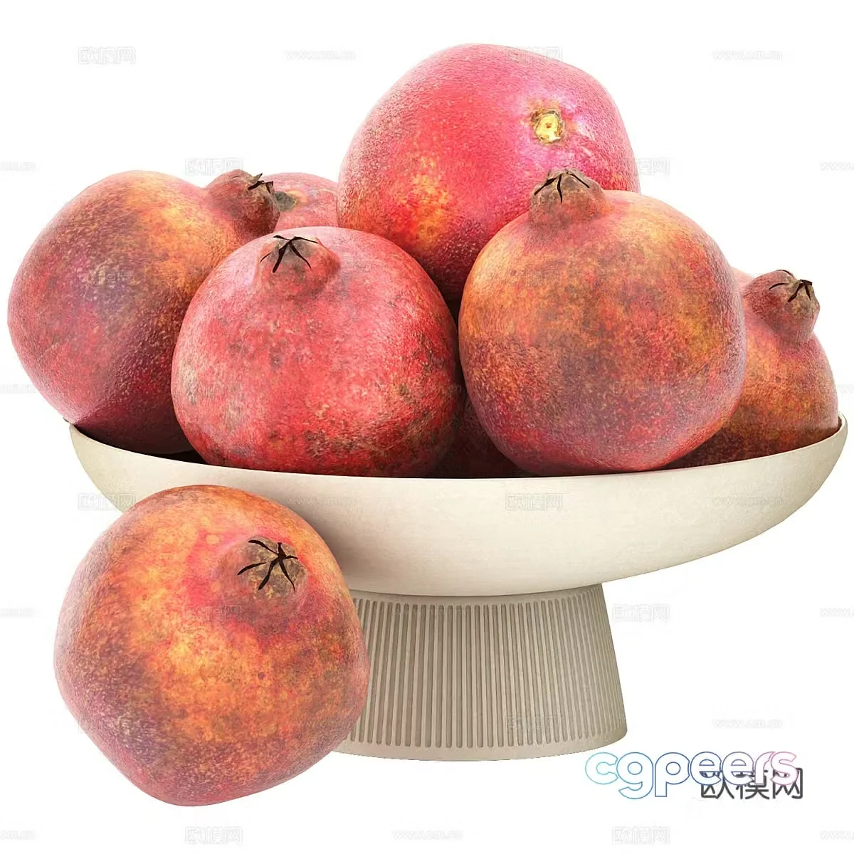 New Chinese style Wasabi Pomegranate Fruit Fruit Plate 3D Model