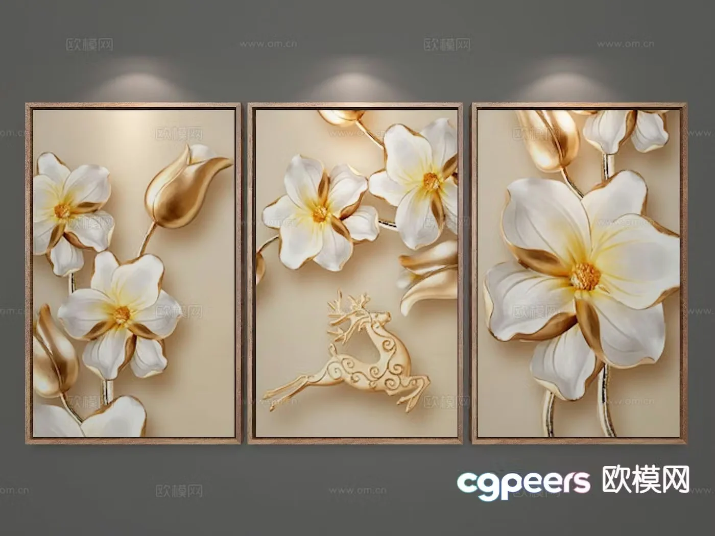European classical painting decorative painting flower hanging painting 3D model