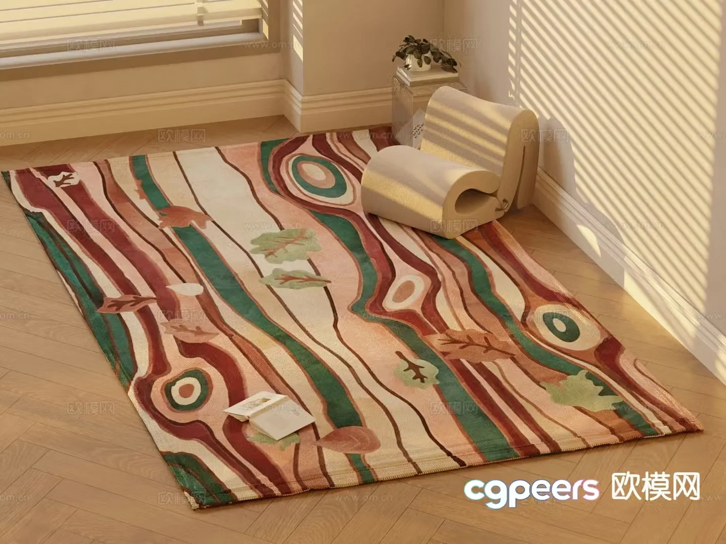 Cream style abstract carpet casual carpet 3d model