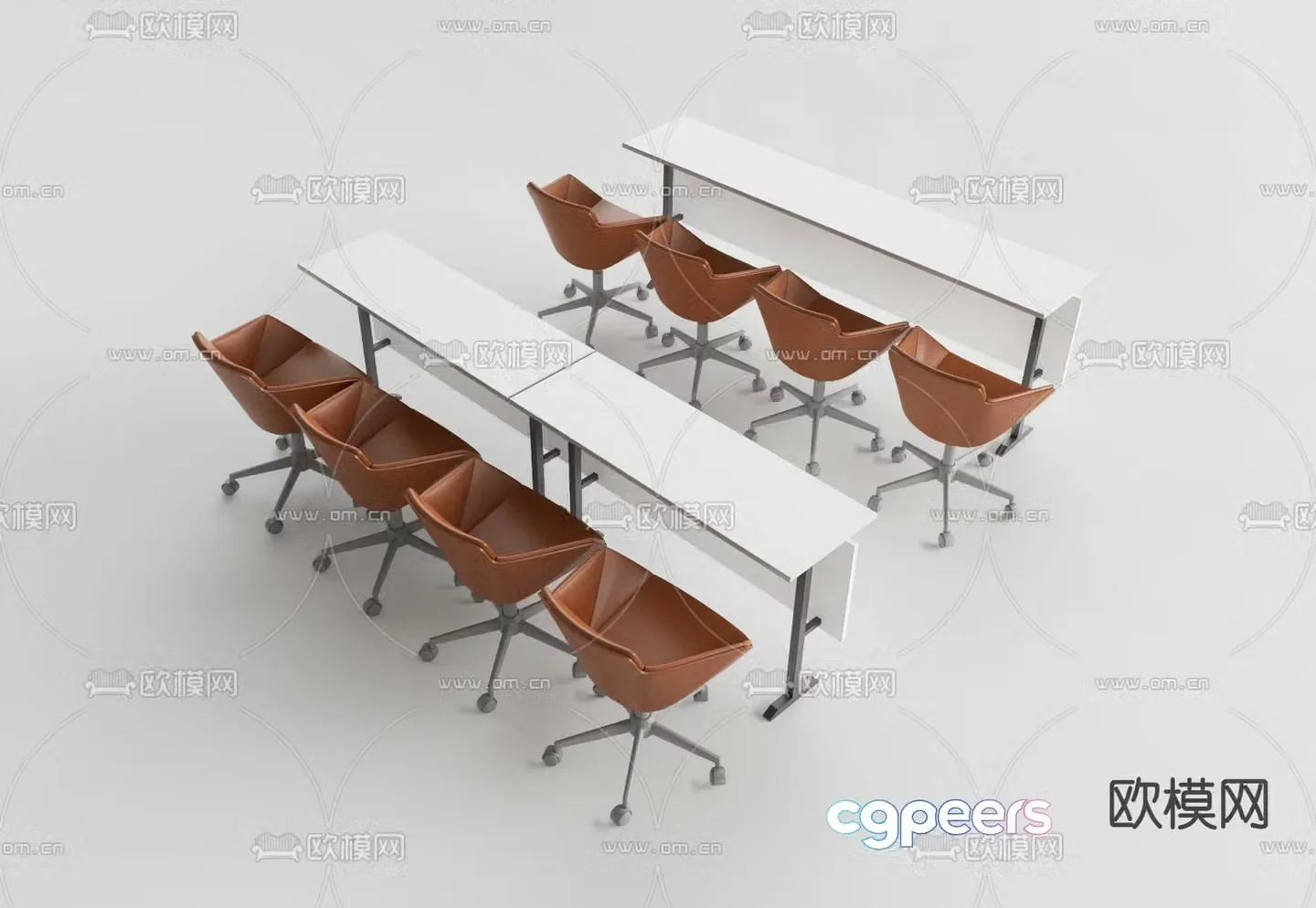 Modern conference table and chairs 3d model