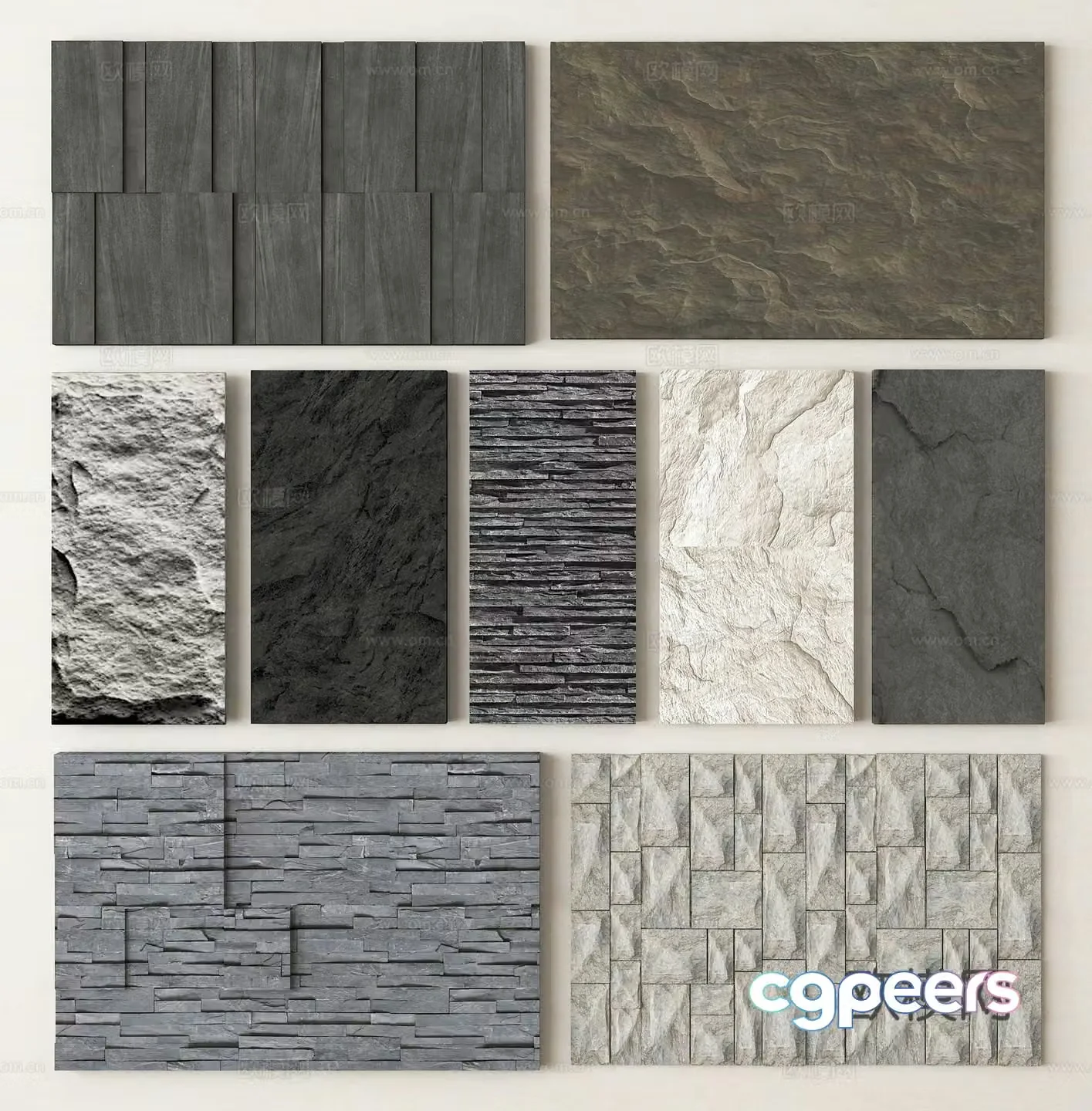 Stone marble stone wall panel terrazzo background wall 3d model