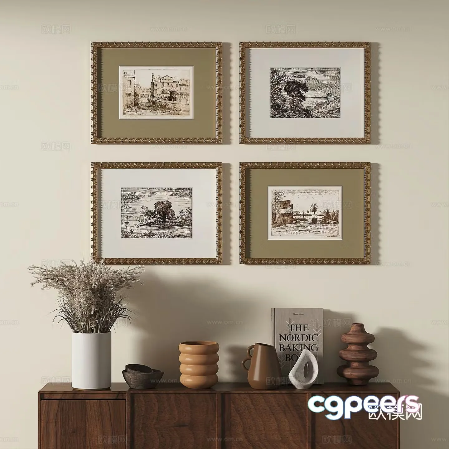 European French classical retro light luxury decorative painting 3d model